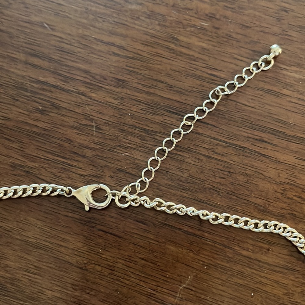 Gold Chain and Clear/White Gem, Triple Pendant Necklace - Picture 4 of 4